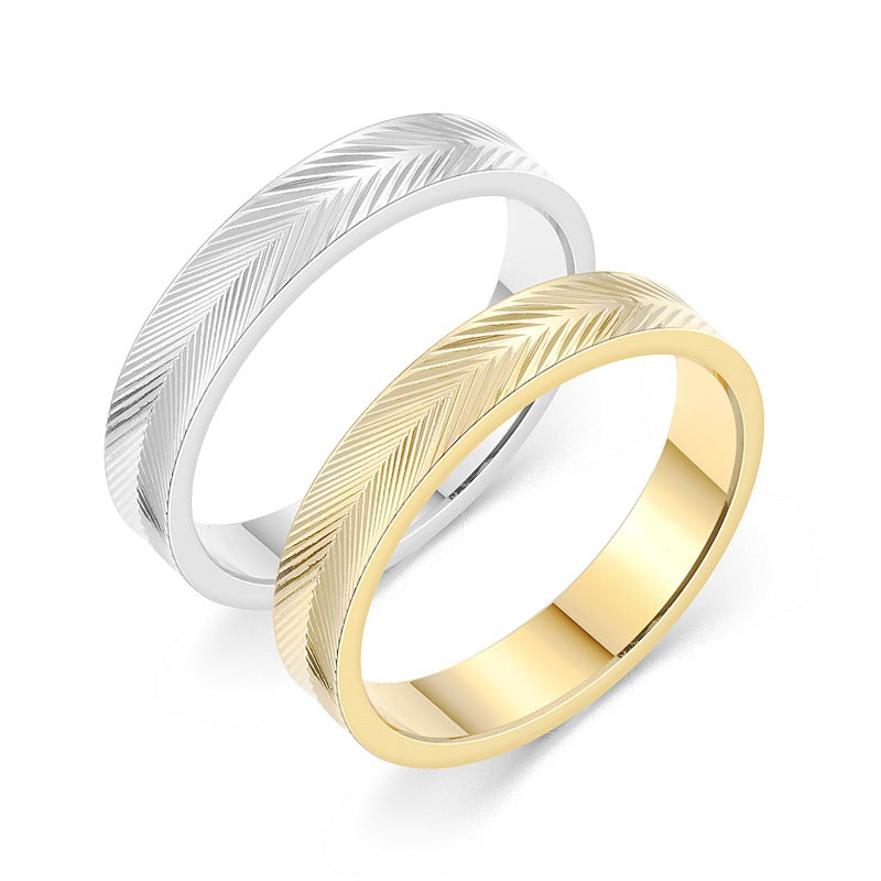 Temperament Feather Ripple Fashion Couple Xi Rings
