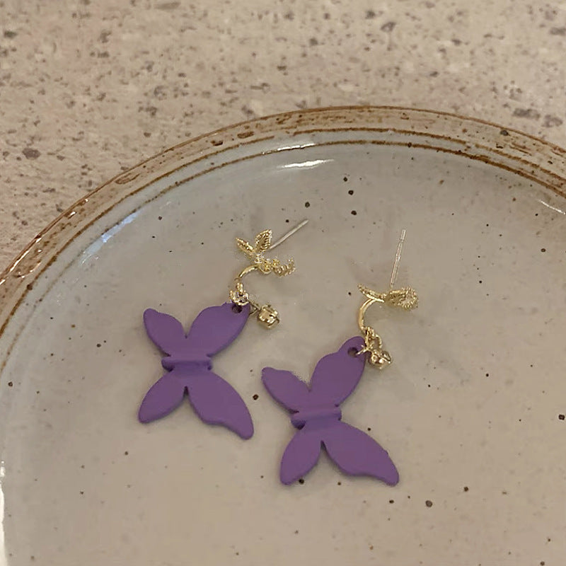 Purple Flower Crystal Super Fairy Lovely Generous Earrings