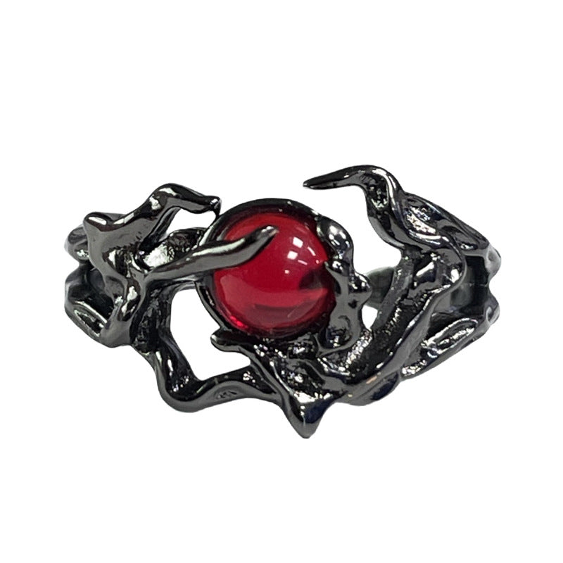Dark Lava Texture Pleated Open Female Rings