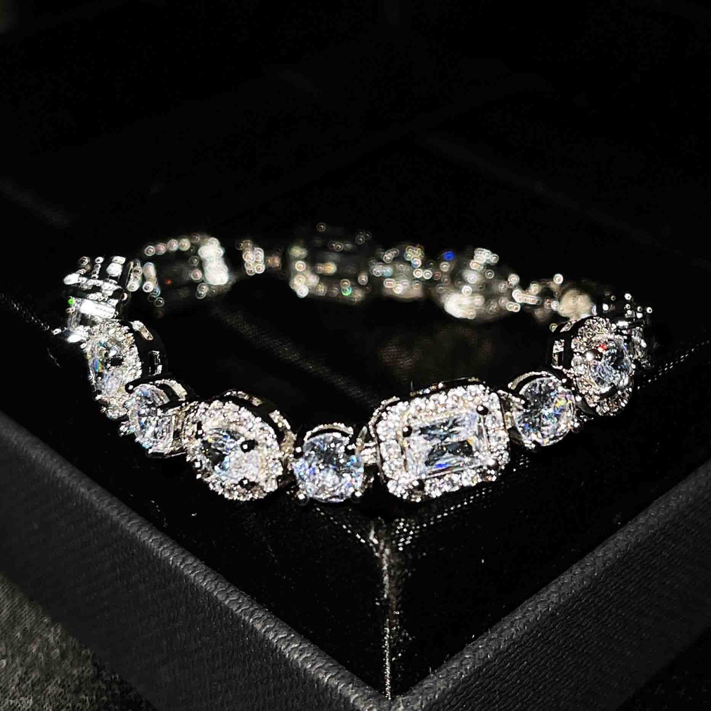 Women's Carbon Diamond For Design Plated Sterling Bracelets