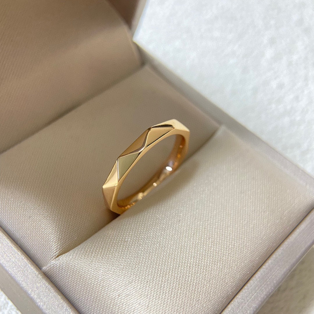 Sier High Version Glossy Diamond Couple Mobius Strip Spiral Light Ring