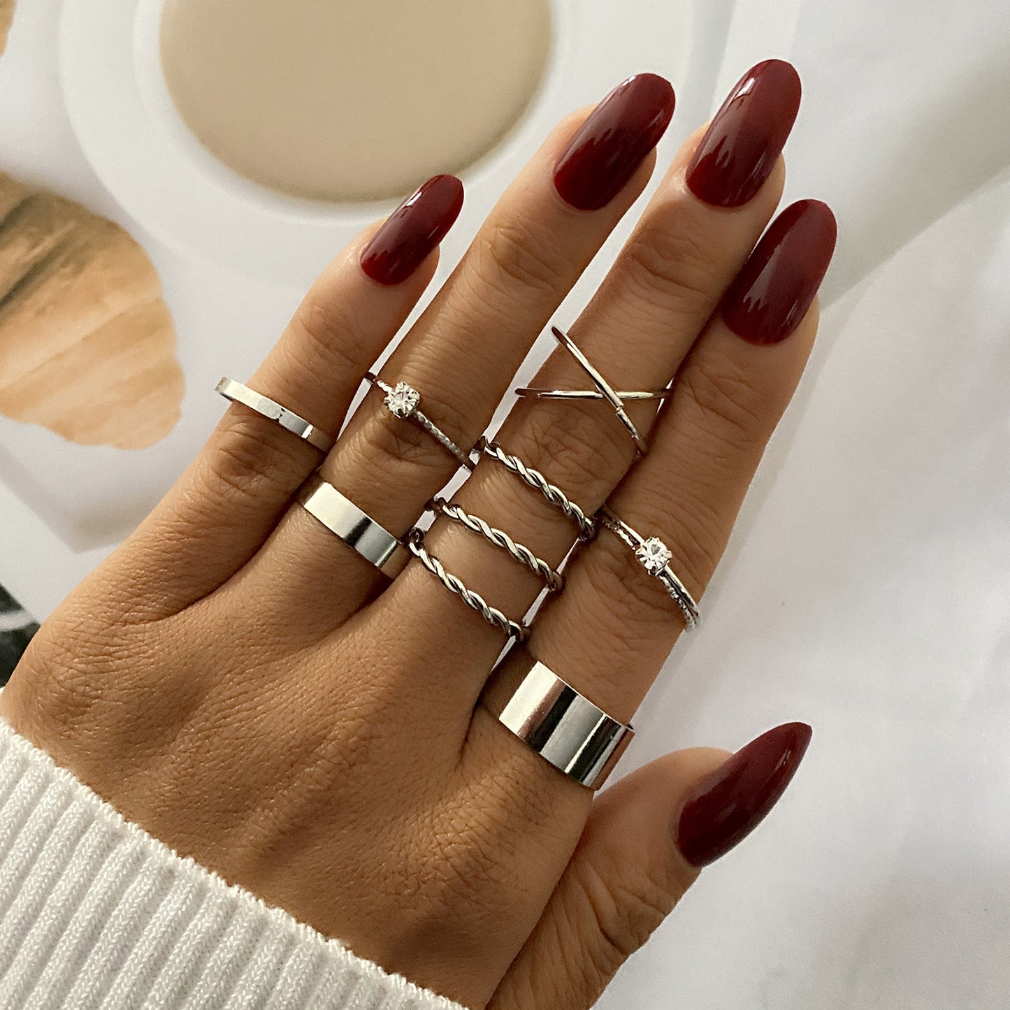 Joint Diamond Alloy Creative Twisted Pieces Rings