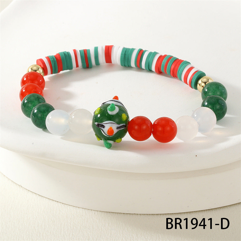 Christmas Series Clay Pieces Colored Glazing Bead Bracelets