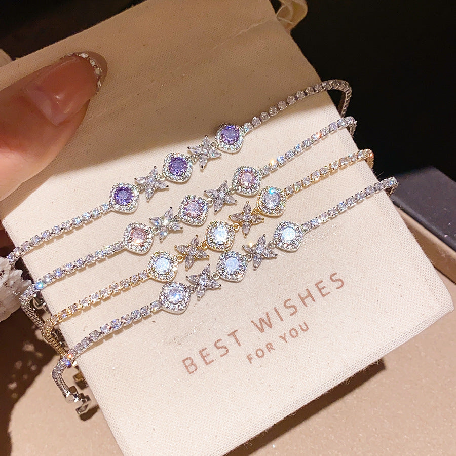 Korean Gentle Refined Zircon Diamond Flower Light Luxury High Bracelets