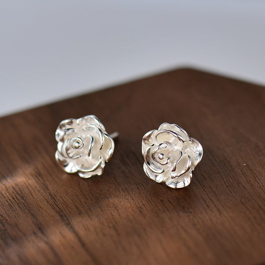 Women's Sier For Camellia Ear Hook Niche Earrings