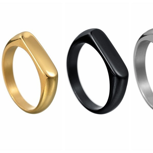 Women's Retro Simple Titanium Steel Casting Strip Rings