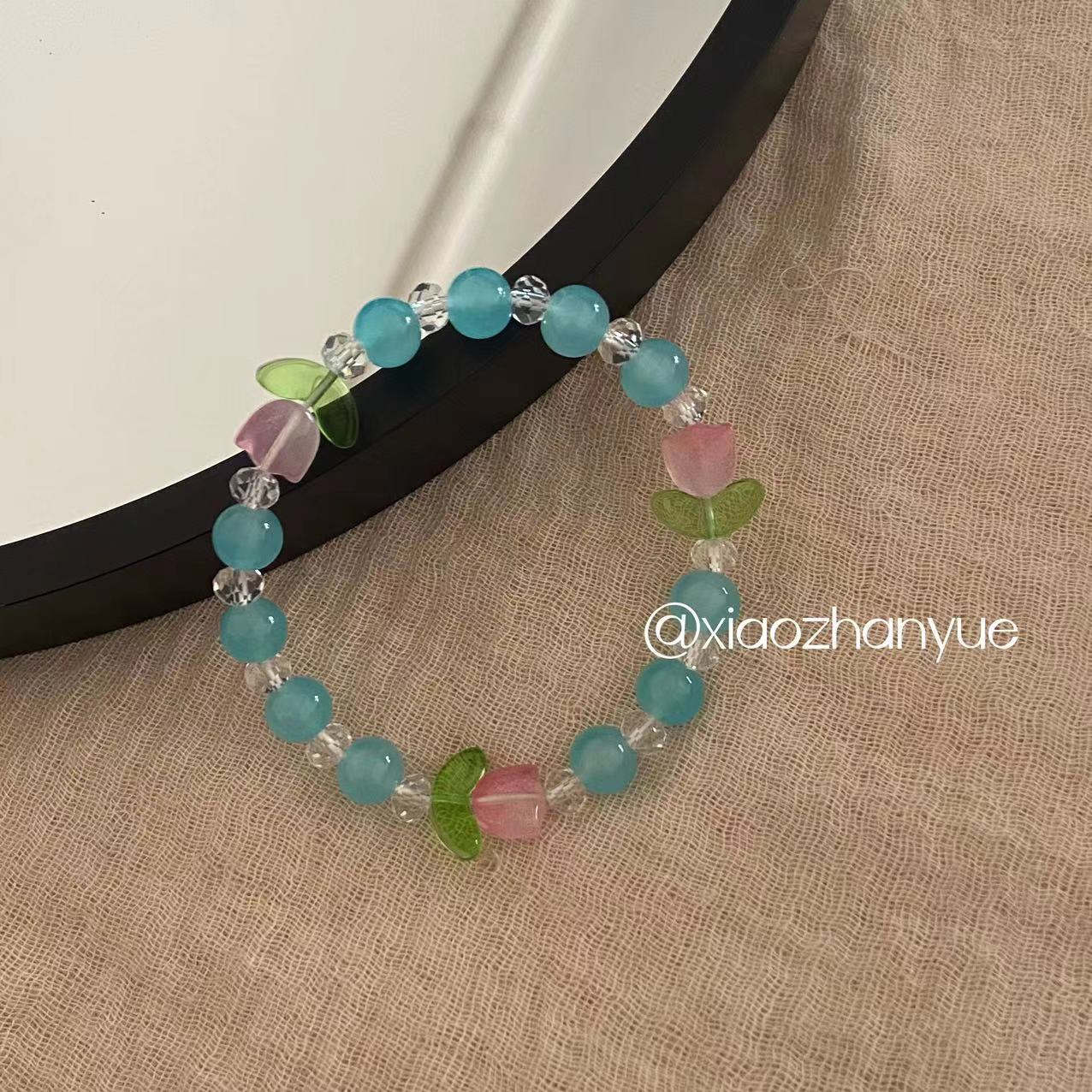 Elastic String Sweet Colored Glaze Beads Bracelets