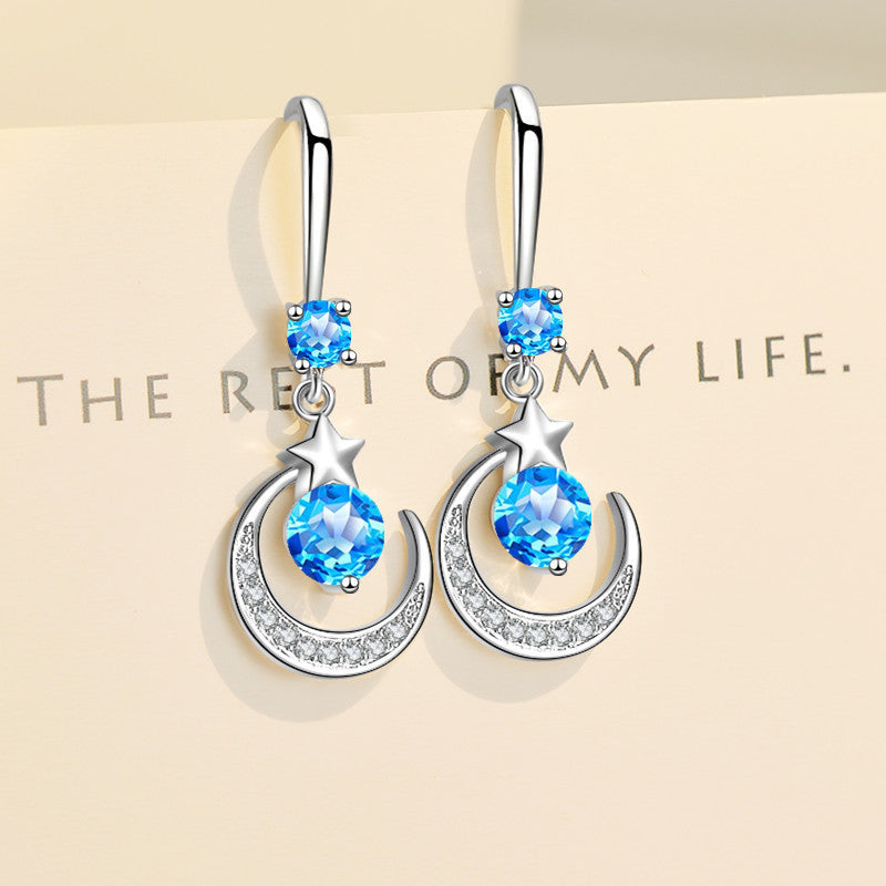 Myth Moon Water Drop Diamond Ear Earrings