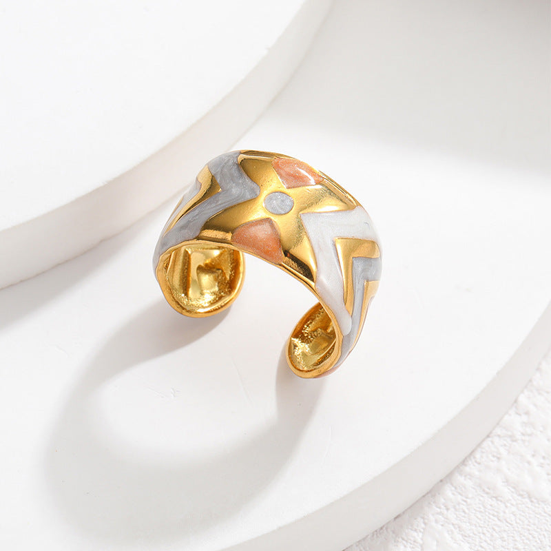 Geometric Irregular Lines Drip Open Fashion Titanium Rings