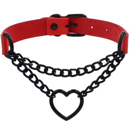Neckband Fashion Leather Love Heart Collar Necklaces