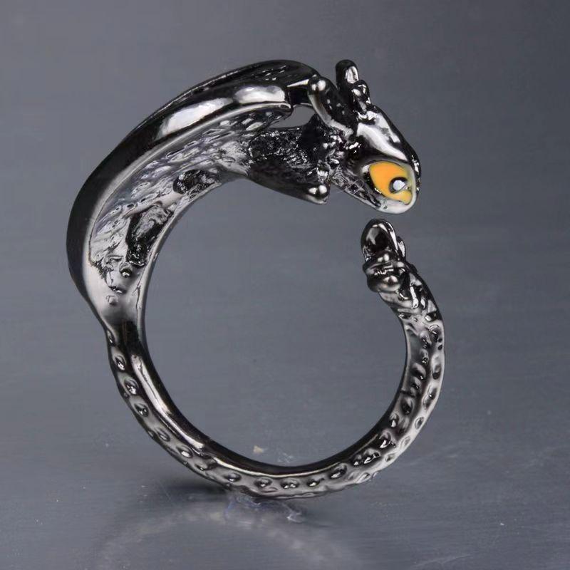 Fashion Large Dragon Trainer Sier Toothless Ring