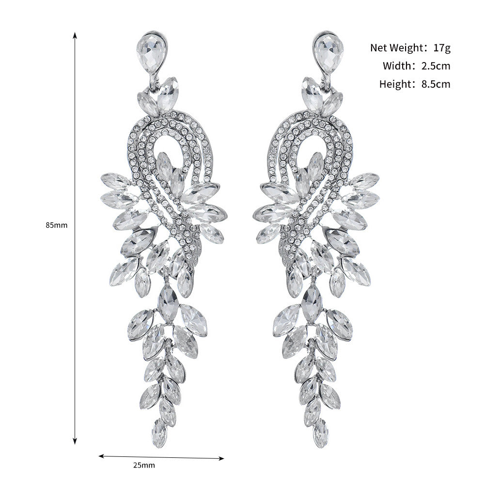 Women's Retro Bridal Exaggerated Super Flash Wedding Banquet High-grade Earrings