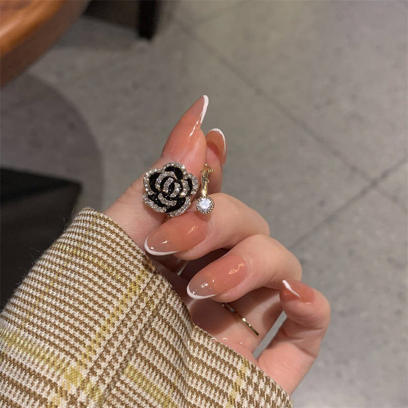 Light Luxury Camellia Open Female Niche Design Advanced Index Rings