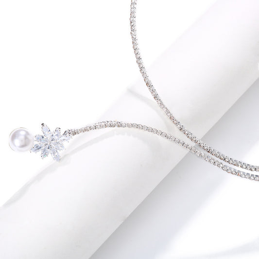Vintage Pearl Zircon Bride Ornament Novel Necklaces