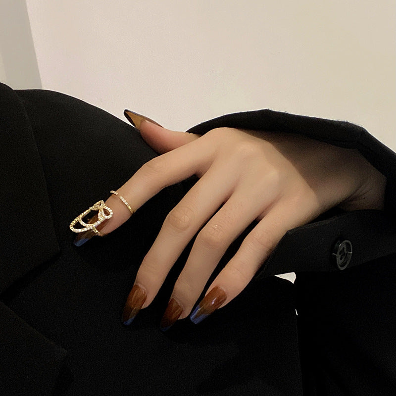 Open Adjustable Pearl Simple Cold Niche Ring