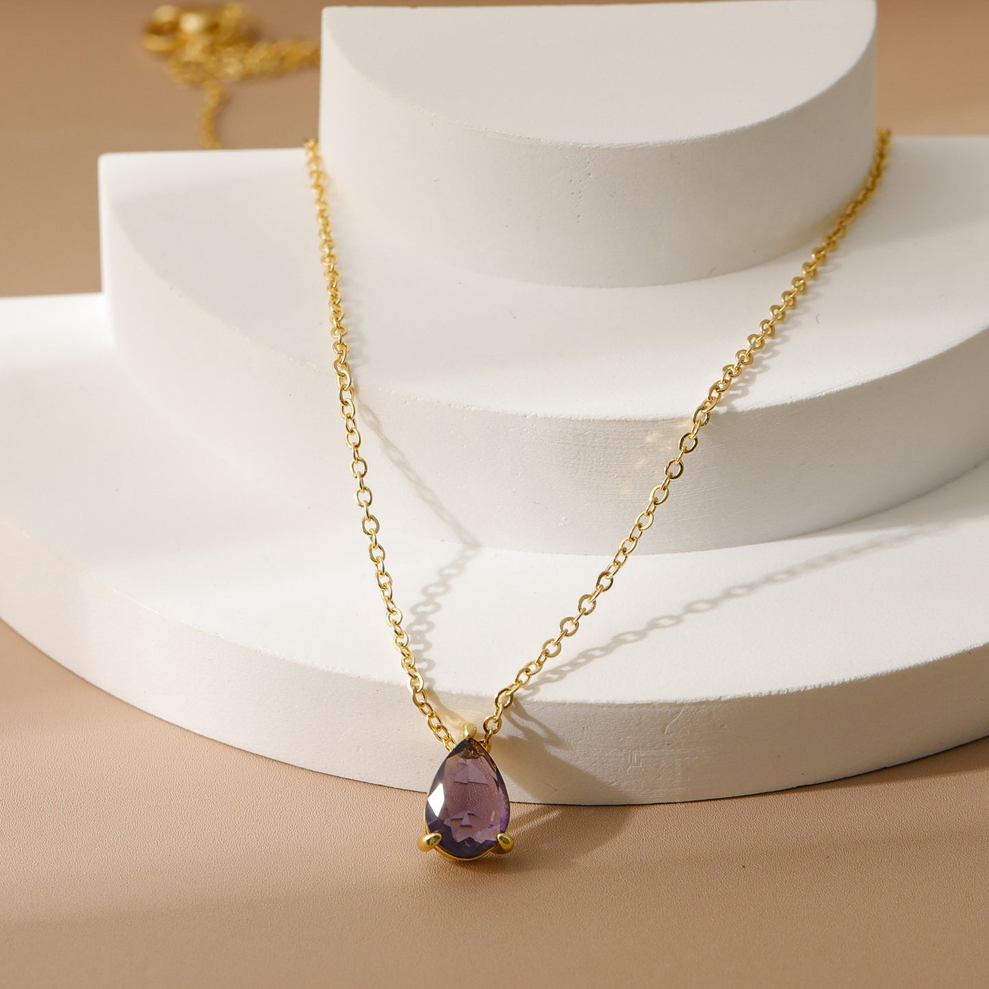 Drop Zircon Month Birthstone Birthstones Pear-shaped Necklaces