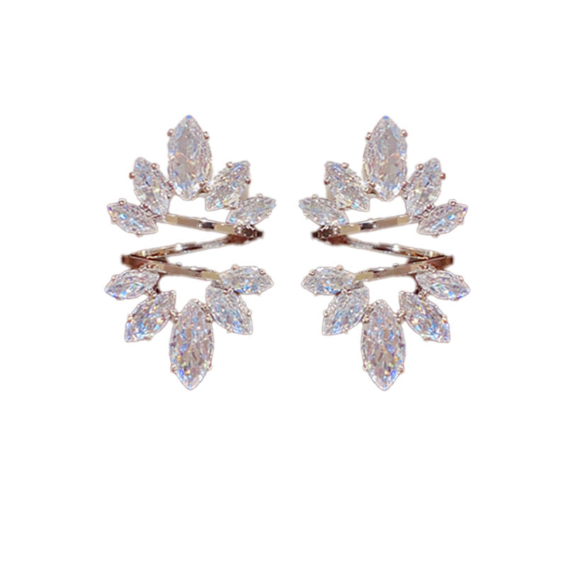 Women's Style Exquisite Unique Zircon Leaf For Affordable Luxury Earrings