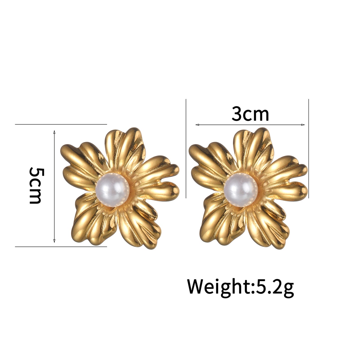 Women's Fashionable Gold-plated Stainless Steel Sun Flower Earrings