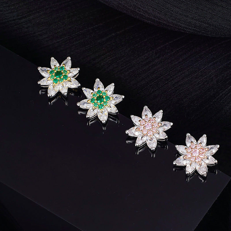 Women's High-grade Light Luxury Flash Snowflake Inlaid Earrings