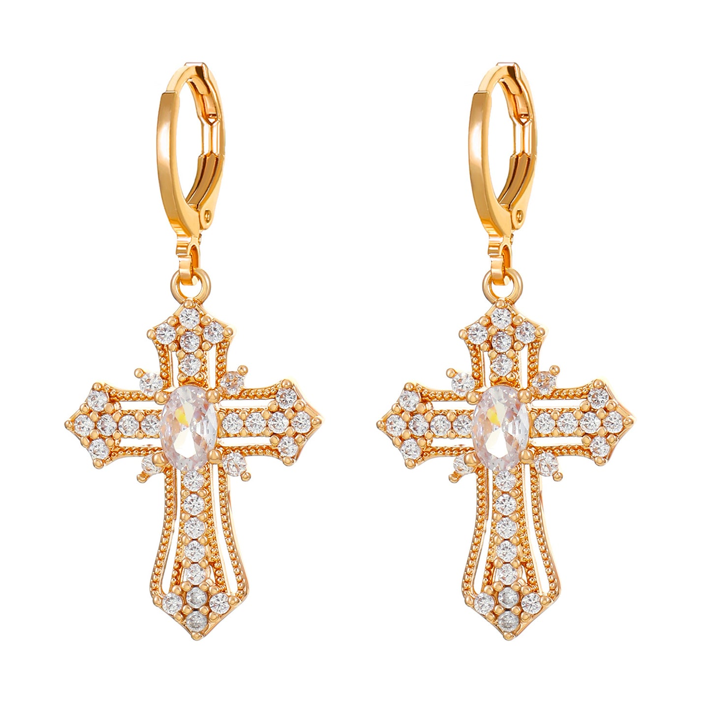 Women's Gothic Dark Diamond Cross Style Graceful Earrings