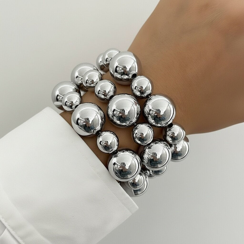 French Style Geometric Ball Personalized Metal Bracelets