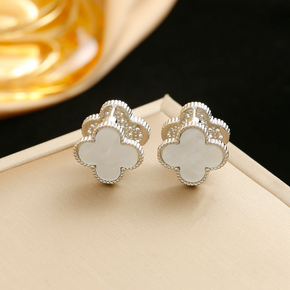 Sier Needle Clover Ear French High Sense Rings