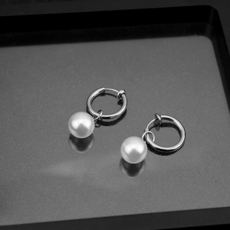 Imitation Pearl Stainless Steel Ear Clip Elegant Classic Do Earrings