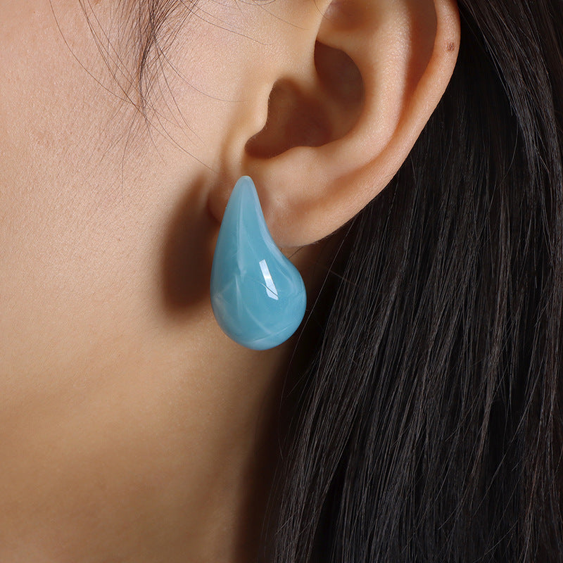 Retro Water Drop Resin Simple Niche Temperament Fashion Earrings