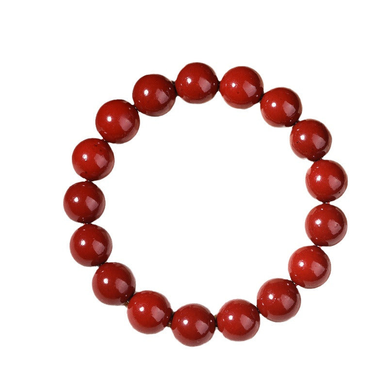 Women's & Men's Cinnabar Round Beads Chinese Style Traditional Bracelets