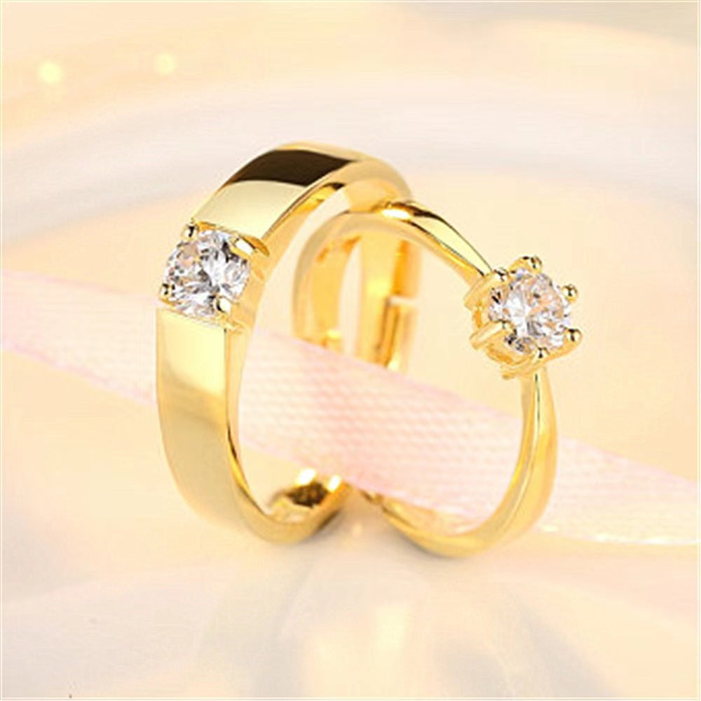 Simulation Gold-plated Diamond Pair Valentine's Day Rings