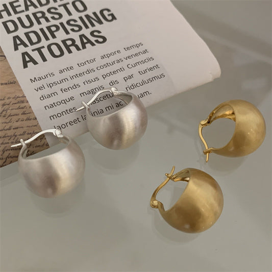 Cold Style Frosted Metal Brushed Ball Earrings