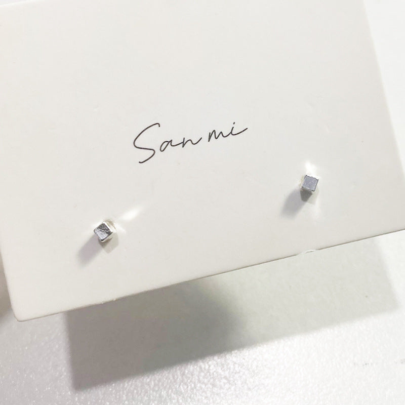 Fresh Plain Sier Plated Bow Female Small Simple Stud Earrings