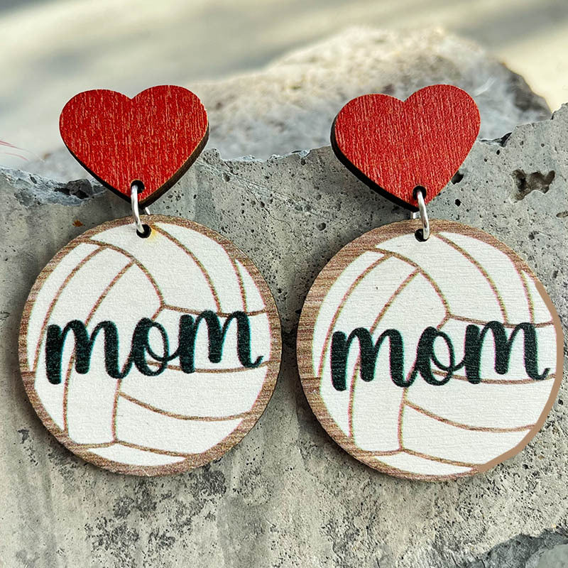 Mother's Day Gift Mom Baseball Football Rugby Earrings