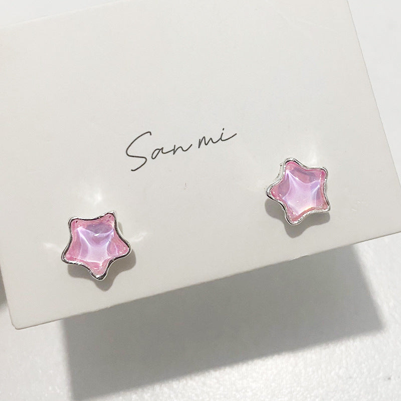 Fresh Plain Sier Plated Bow Female Small Simple Stud Earrings