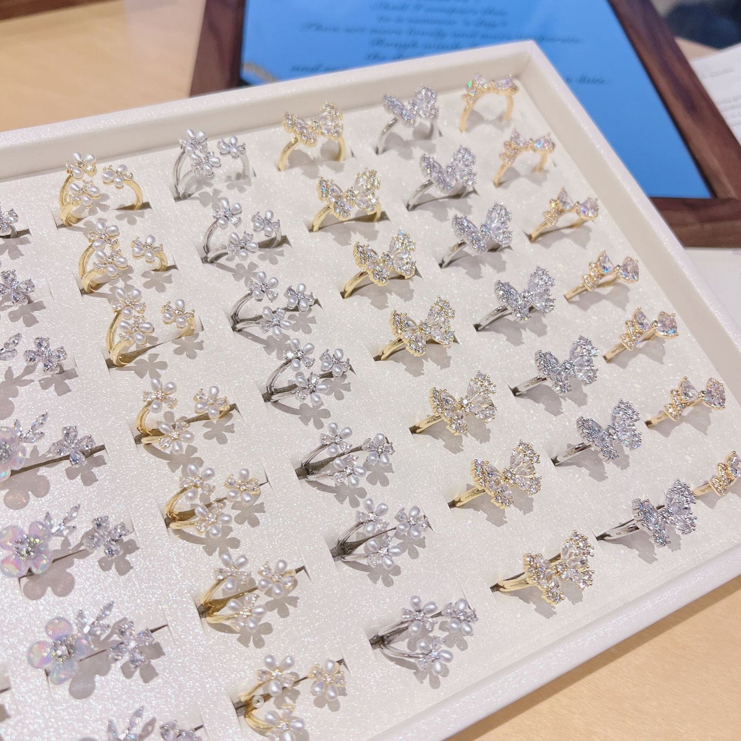 Zircon Flower Niche Style Fashion Design Ice Ring