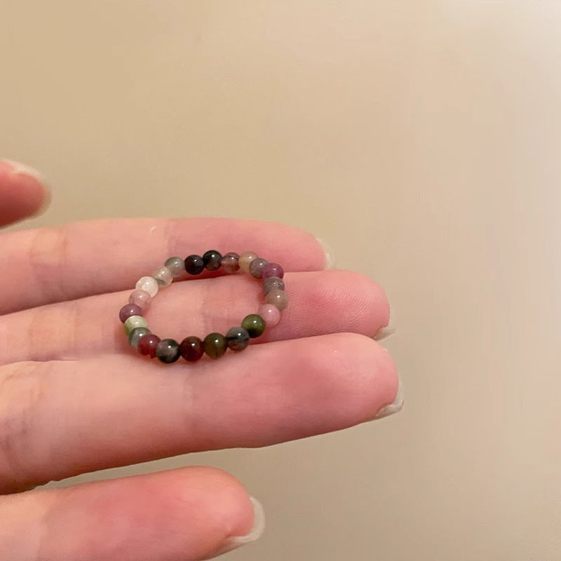 Female Retro Ethnic Style Elastic String Index Finger Ring