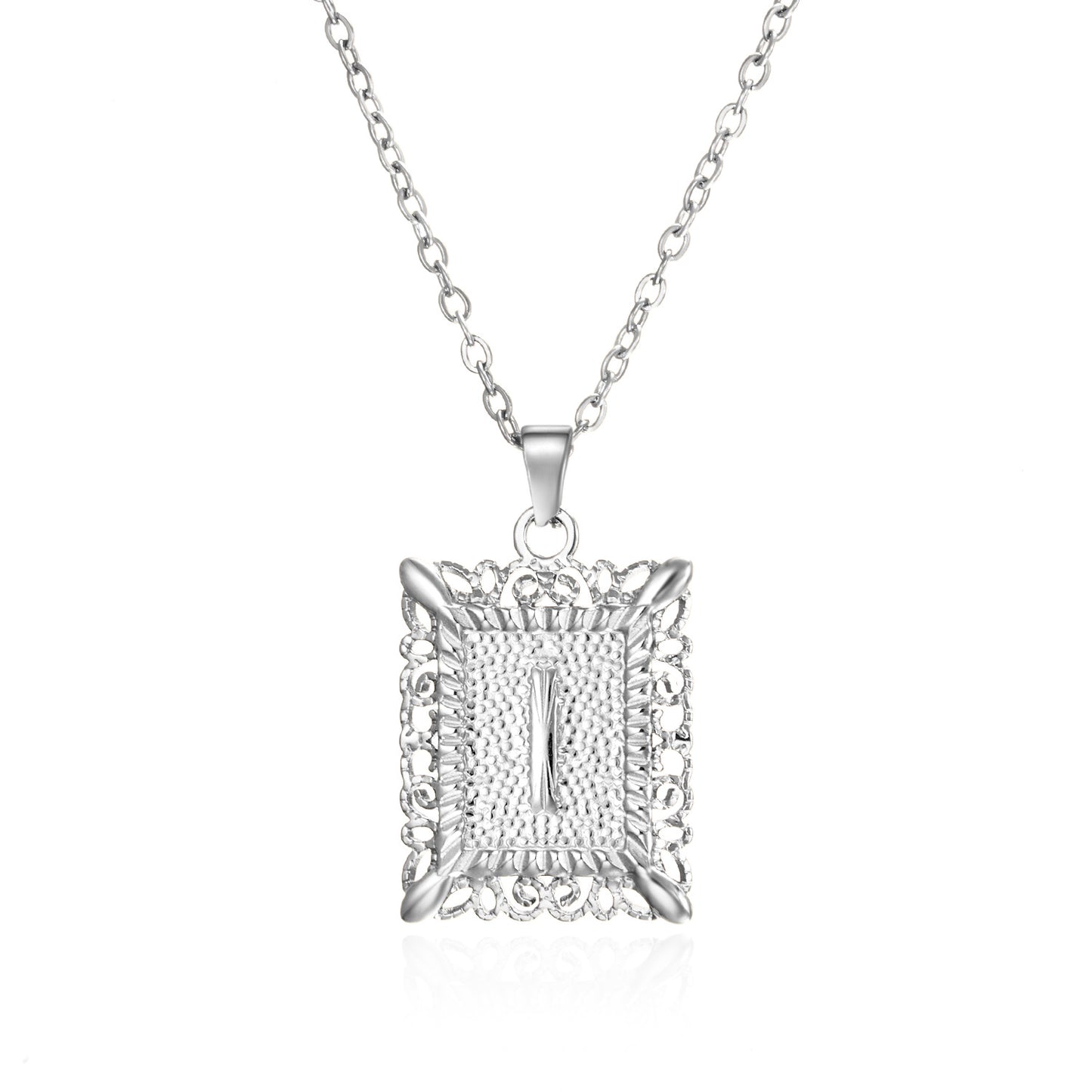 Stainless Steel Letter Hollow Square Titanium Necklaces