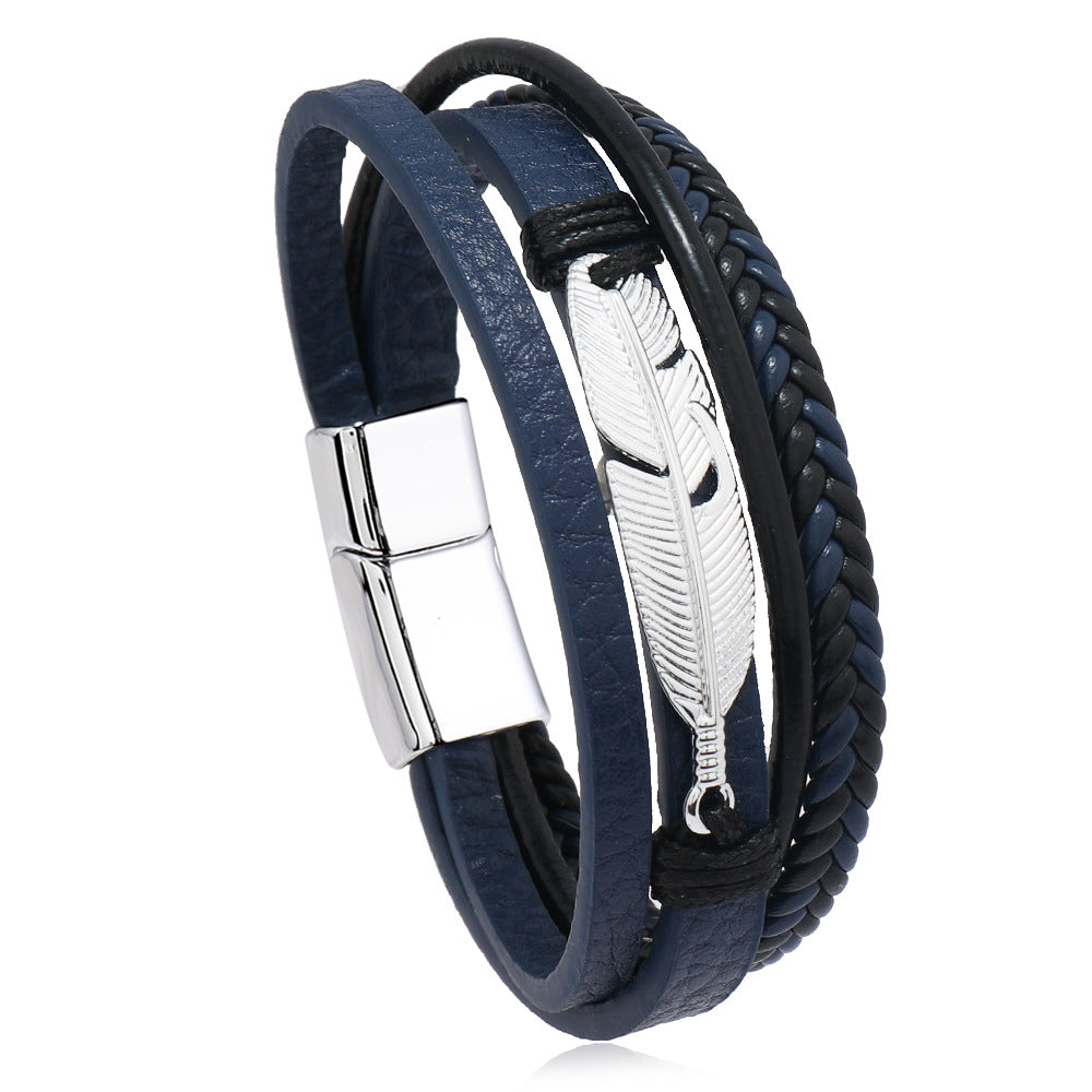 Feather Alloy Magnetic Buckle Punk Trendy Bracelets