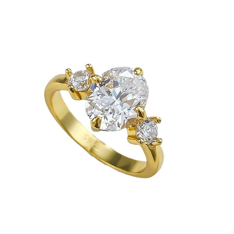 Women's Golden Balls Sier Gold-plated Oval High Rings