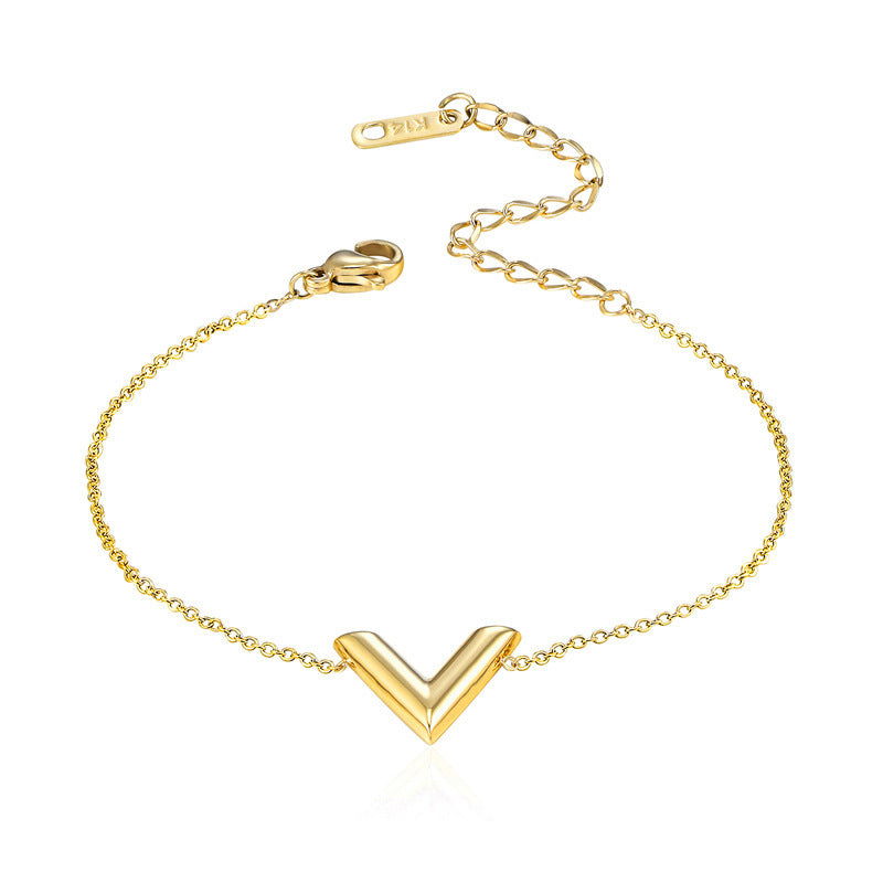 Gold Special Interest Light Luxury V-shaped Female Summer Necklaces
