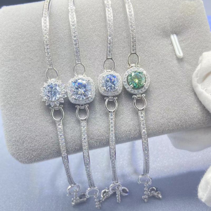 Women's Plated Color Moissanite Half Round Bag Simple Bracelets