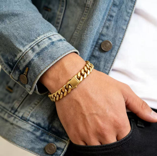 Men's Link Chain Gold Plating Simple High Bracelets