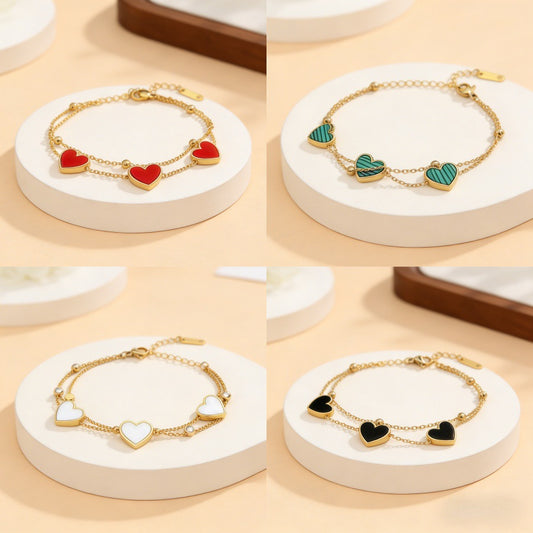 Women's Heart Titanium Steel High-grade Peach Couple Bracelet