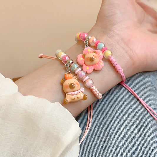 Cartoon Bear Flower Pull Hand-knitted Rope Bracelets