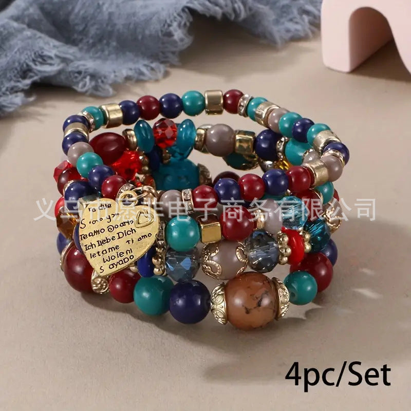 Artificial Crystal Bohemian Heart Beaded Retro Bracelets