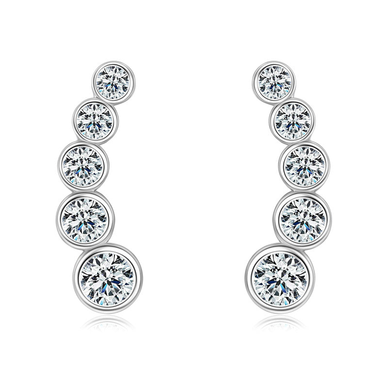 Smile Curved Ear Color Moissanite Sterling Earrings