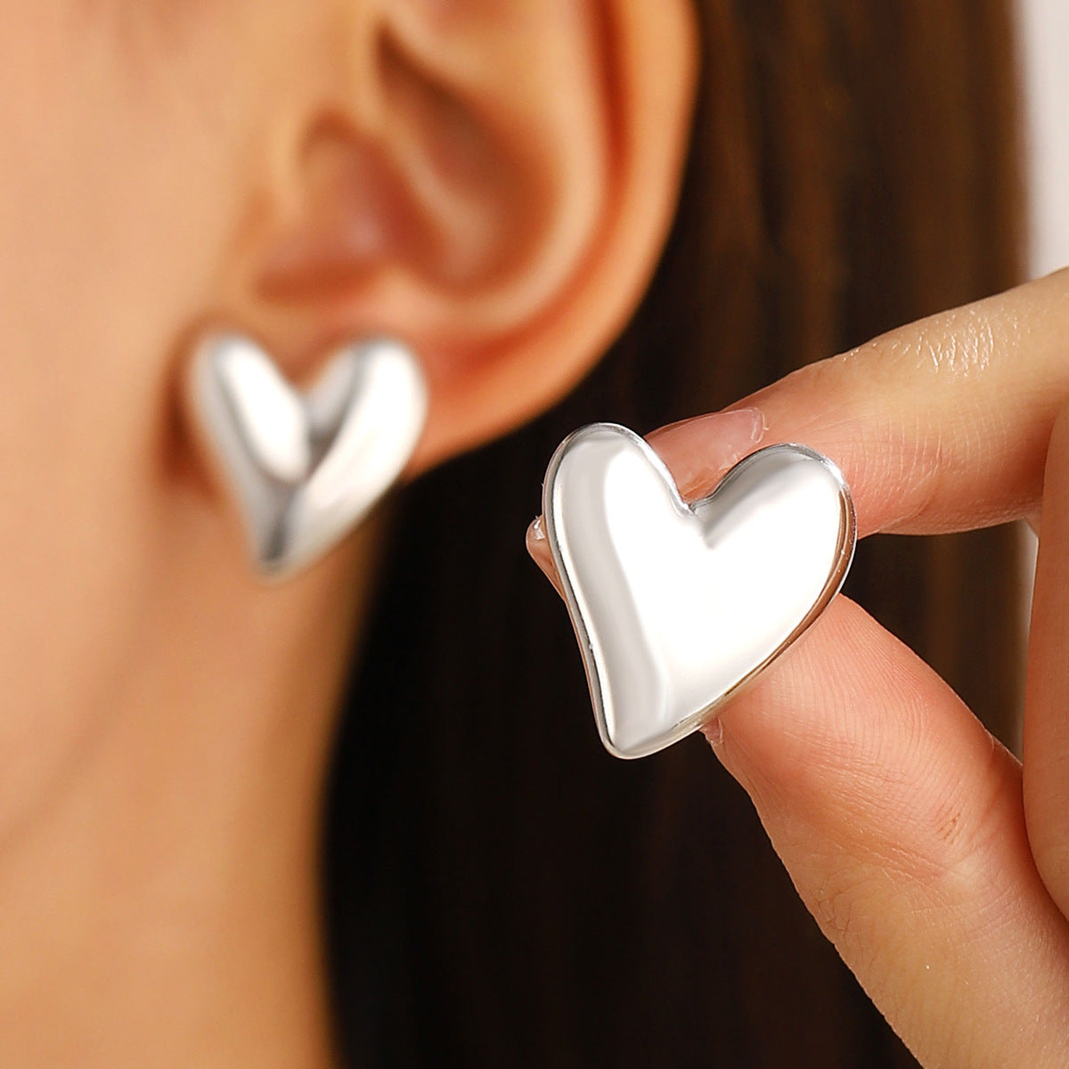 Love Heart Fashion Simple Design Peach Retro Earrings