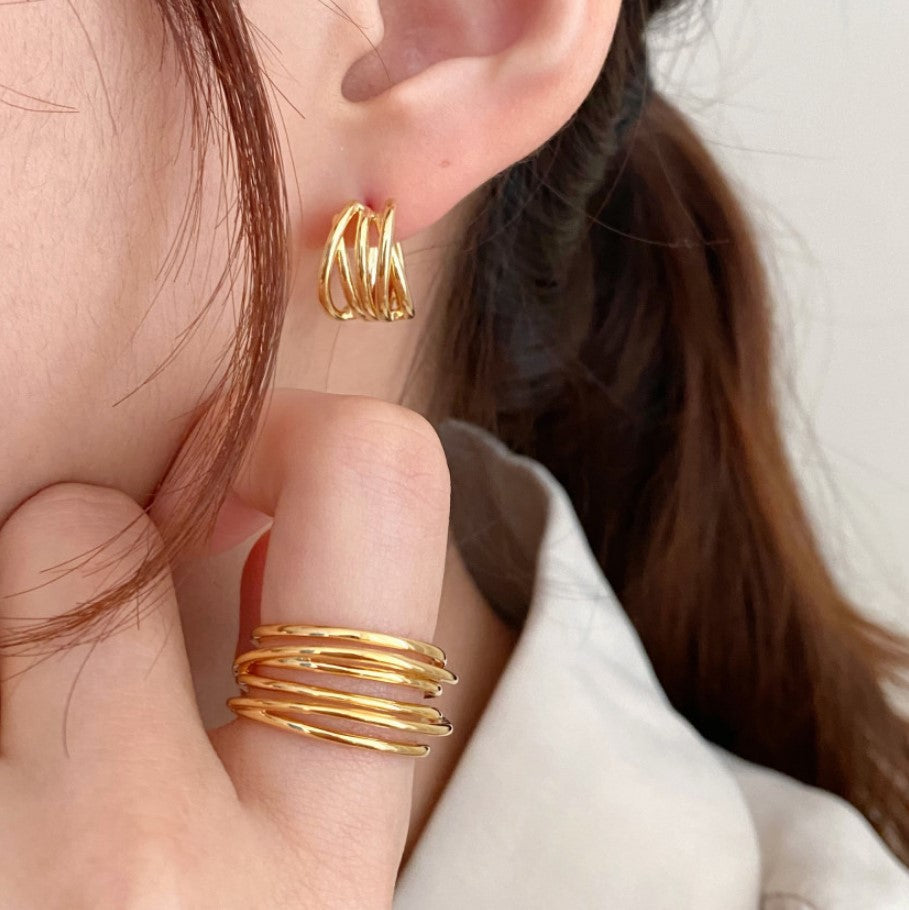 Women's Fan Korean Style Sterling Sier Geometric Rings