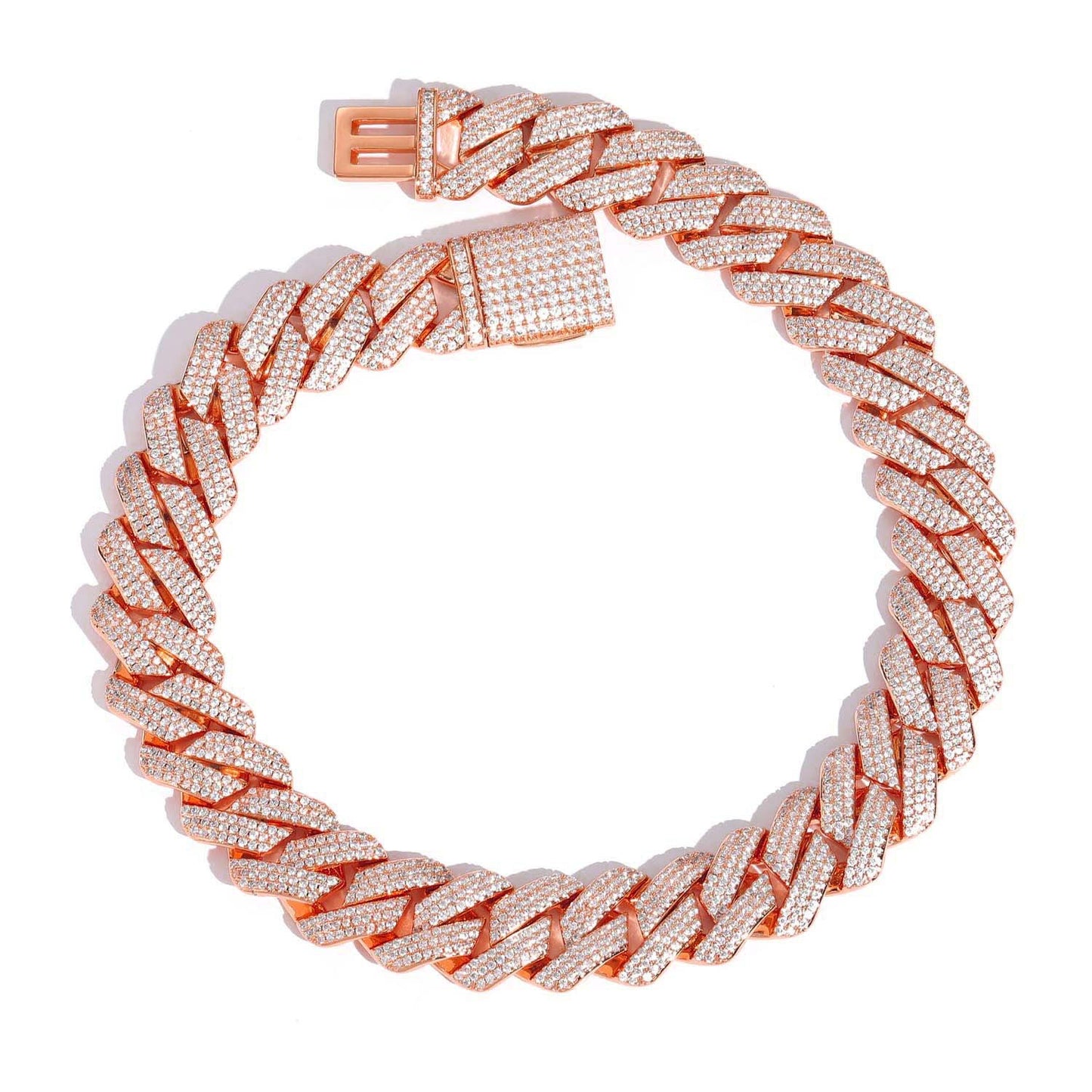 Men's Hip Hop Three Rows Zircon Cuban Link Chain Thick Necklaces