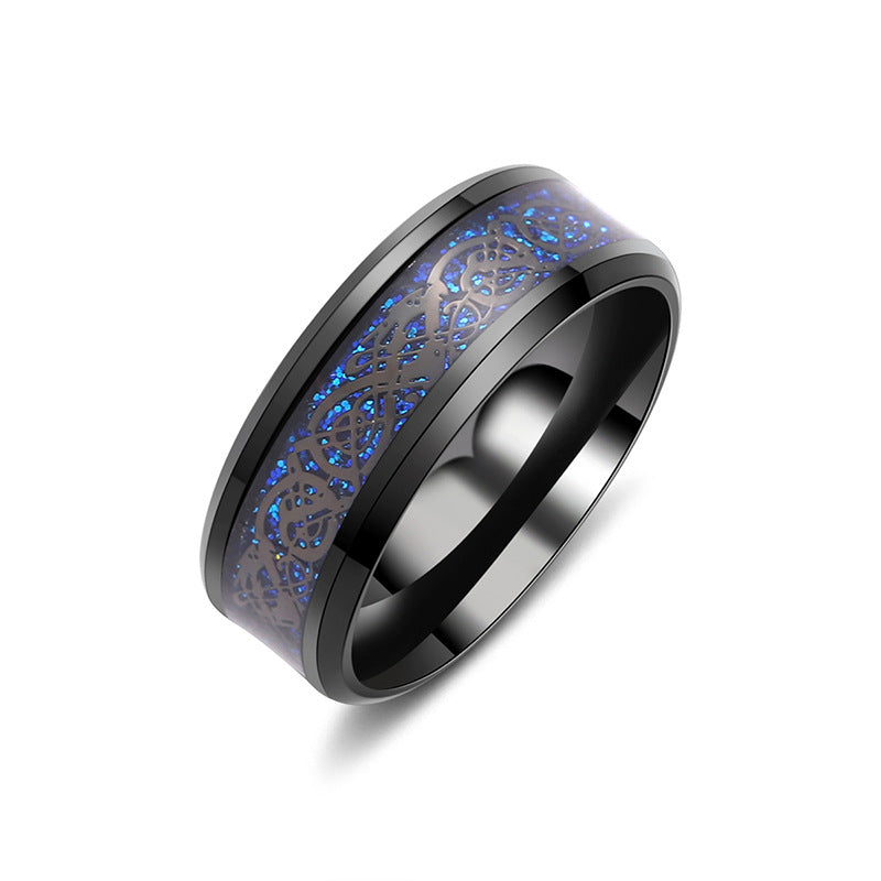 Men's Inlaid Dragon Pattern Titanium Steel Stainless Rings